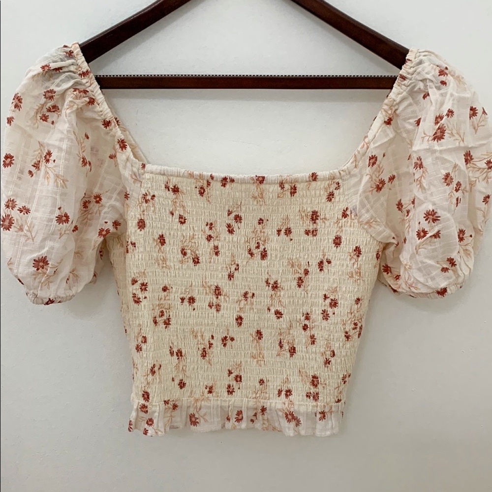 Smocked Puff-Sleeves Blouse